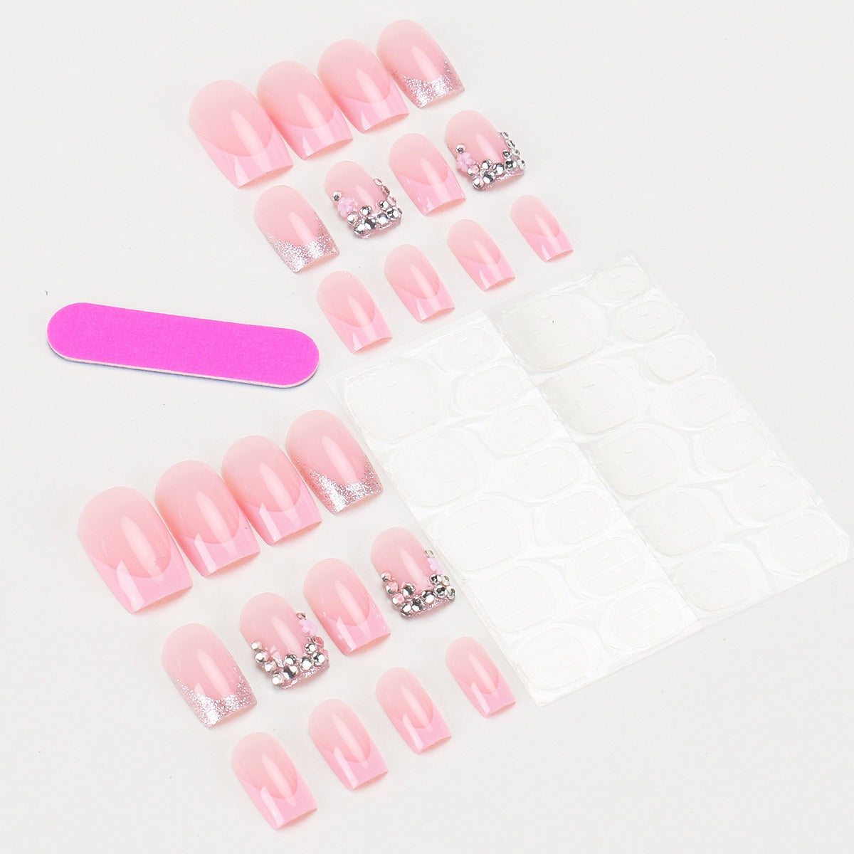 French Polka-Dot Rhinestone Nail Tips Set