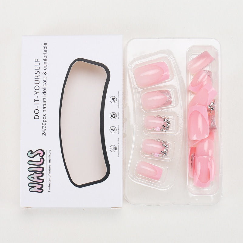 French Polka-Dot Rhinestone Nail Tips Set